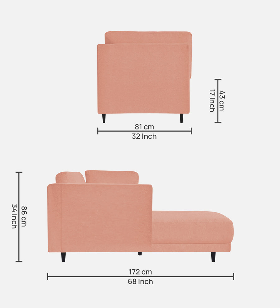 Jonze Velvet Rhs Chaise Lounger In Blush Pink Colour - Febonic Living