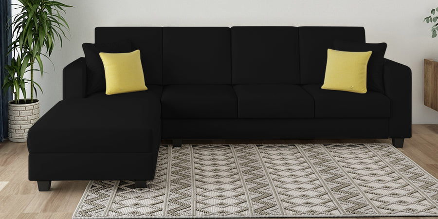 Nabi Fabric Rhs Sectional Sofa 3 Lounger In Zed Black Colour - Febonic Living