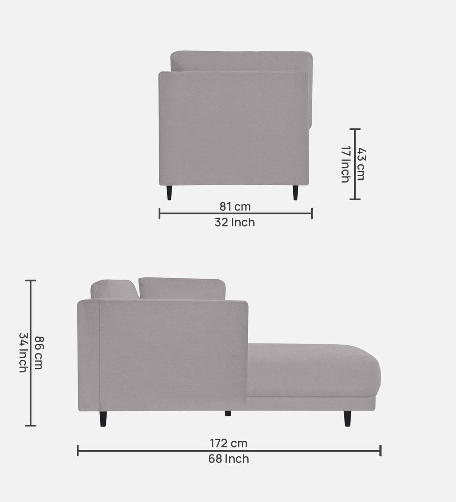 Jonze Velvet Rhs Chaise Lounger In Concrete Grey Colour - Febonic Living