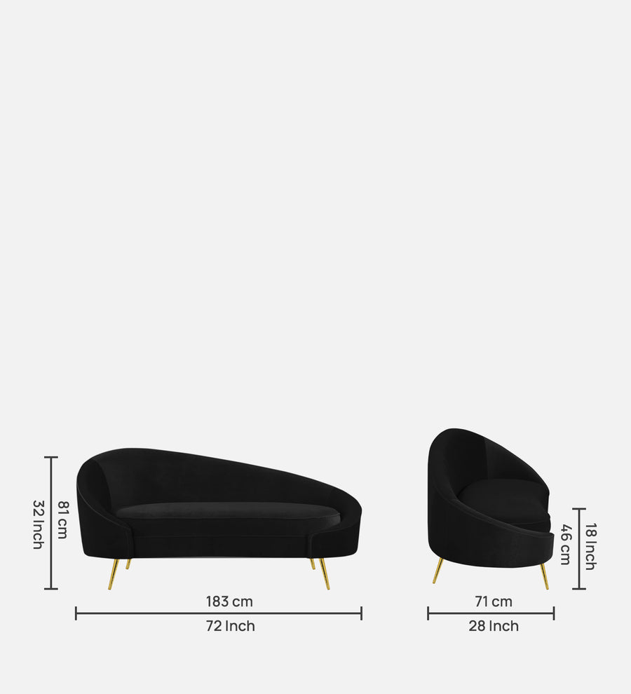 Cely Velvet Rhs Chaise Lounger In Adam Black Colour - Febonic Living