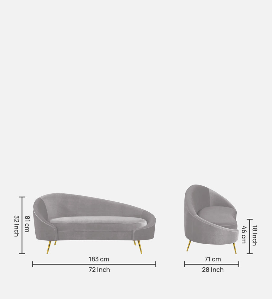 Cely Velvet Rhs Chaise Lounger In Concrete Grey Colour - Febonic Living