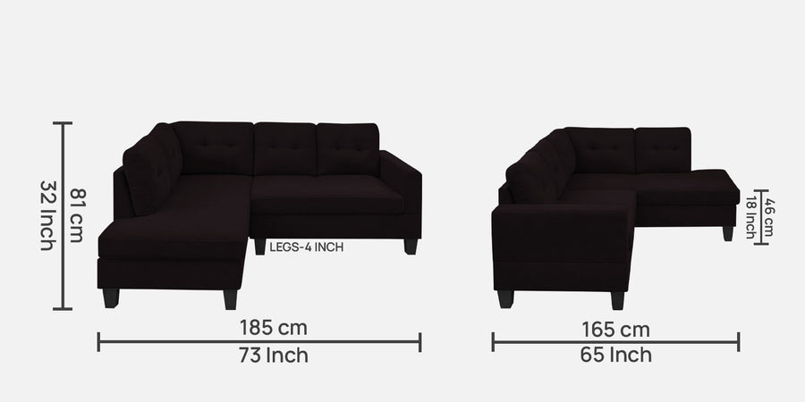 Thomas Fabric Rhs Sectional Sofa 2 Lounger In Cara Brown Colour - Febonic Living