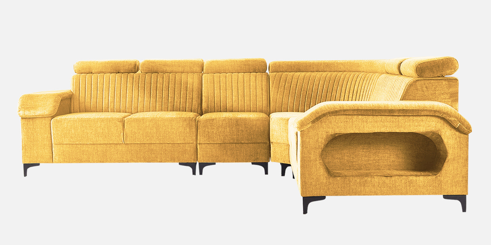 Draco Fabric Corner Sofa in Blush Yellow Colour