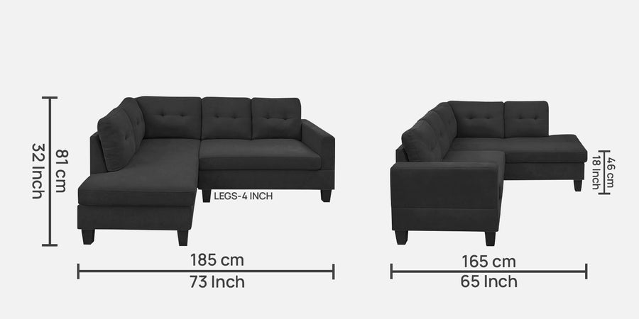 Thomas Fabric Rhs Sectional Sofa 2 Lounger In Charcoal Grey Colour - Febonic Living