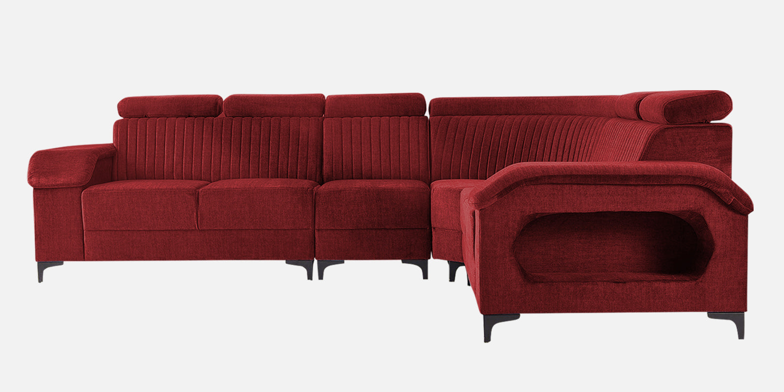 Draco Fabric Corner Sofa in Corel Red Colour