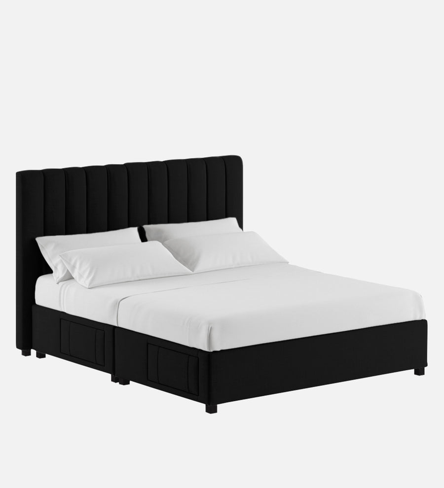 Nivi Fabric Upholstered King Size Bed In Zed Black Colour With Drawer Storage - Febonic Living