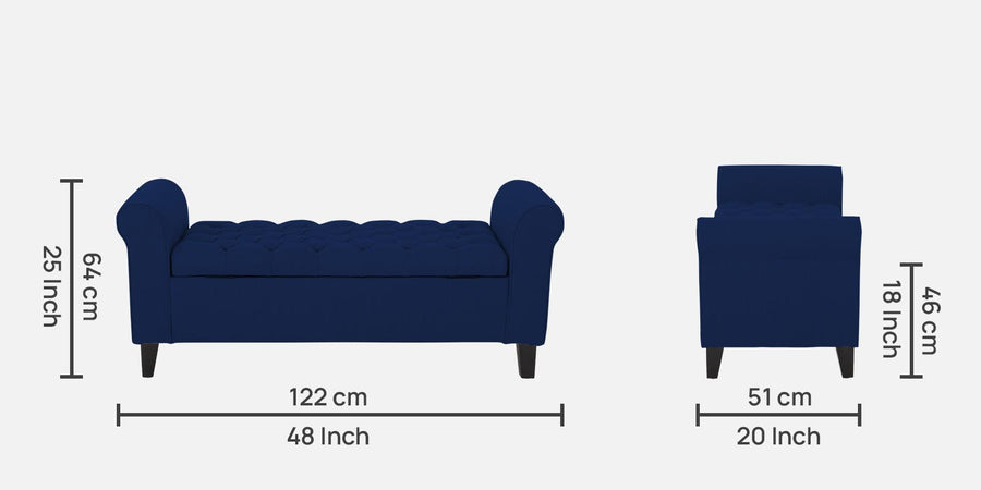 Nowia Fabric 2 Seater Recamier In Royal Blue Colour With Storage - Febonic Living