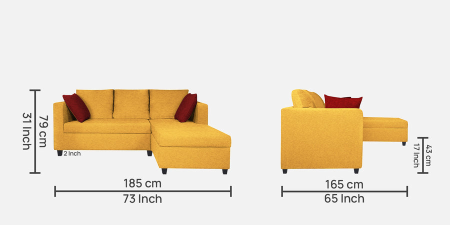 Nebula Fabric Lhs Sectional Sofa 2 Lounger In Bold Yellow Colour - Febonic Living