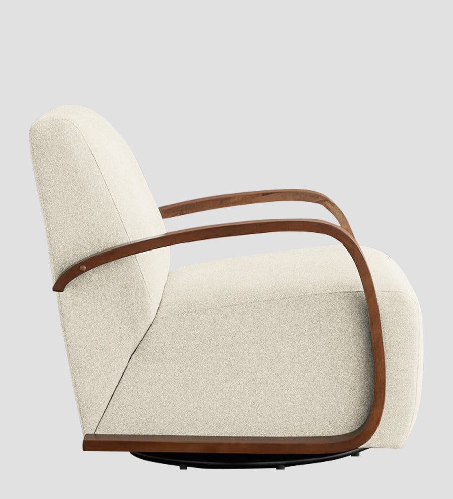 Balma Fabric Swivel Chair In Ivory Cream Colour - Febonic Living
