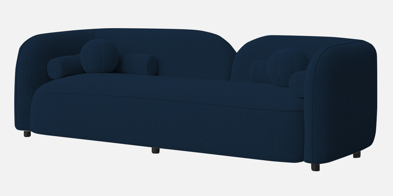 Corny Fur Fabric 3 Seater Sofa in Danim Blue Colour