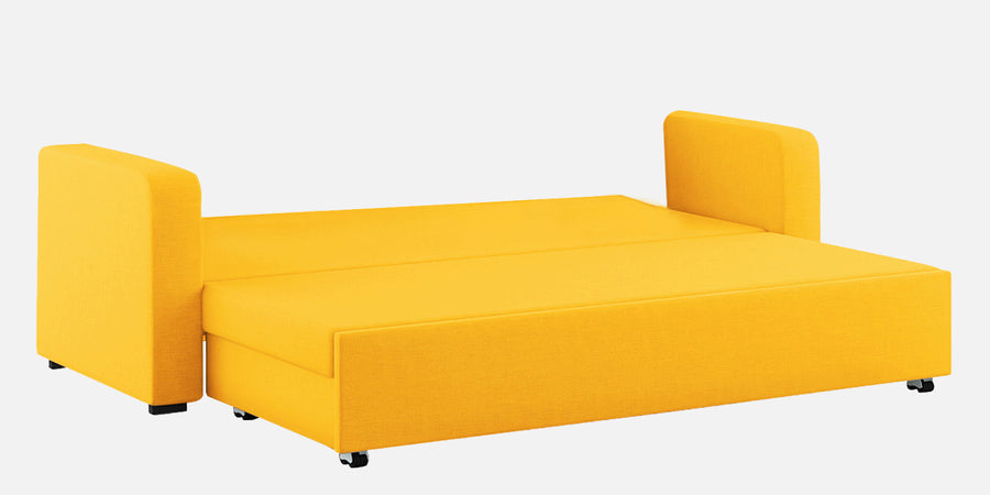 Rocky Fabric 3 Seater Pull Out Sofa Cum Bed In Bold Yellow Colour With Storage - Febonic Living