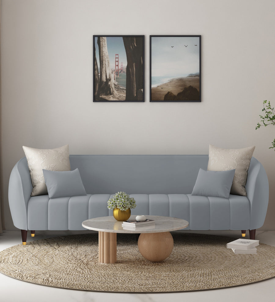Hairo 3 Seater Velvet Sofa - Concrete Grey by Febonic Living