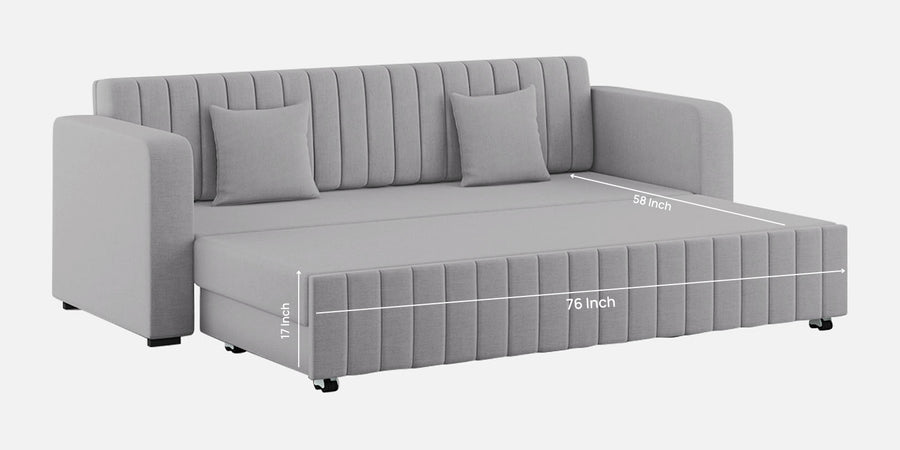 Calra Fabric 3 Seater Pull Out Sofa Cum Bed In Lit Grey Colour With Storage - Febonic Living