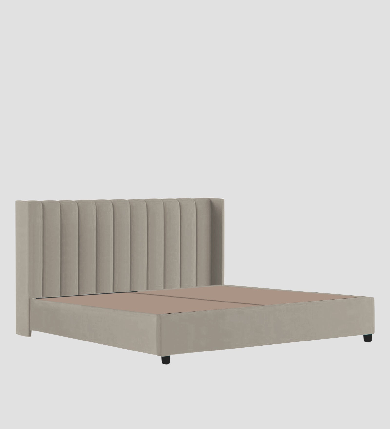Colina Fabric King Size Bed In Ash Grey Colour With Box Storage