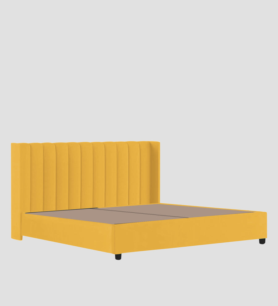 Colina Fabric Upholstered King Size Bed In Bold Yellow Colour With Box Storage - Febonic Living