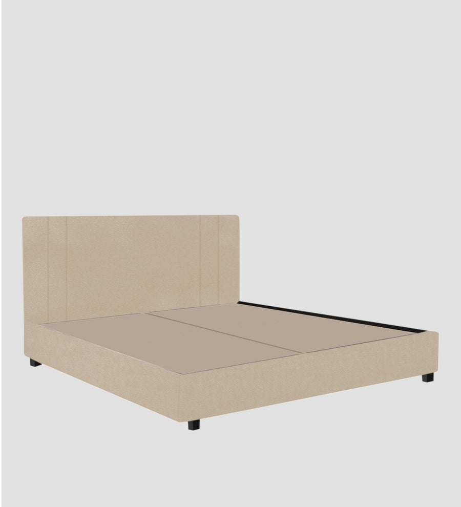 Asyra Velvet Upholstered King Size Bed In Cream Beige Colour With Box Storage - Febonic Living