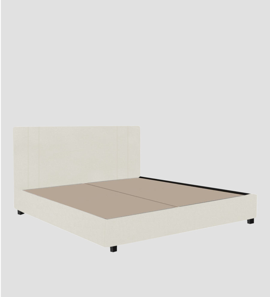 Asyra Velvet Upholstered King Size Bed In Warm White Colour With Box Storage - Febonic Living