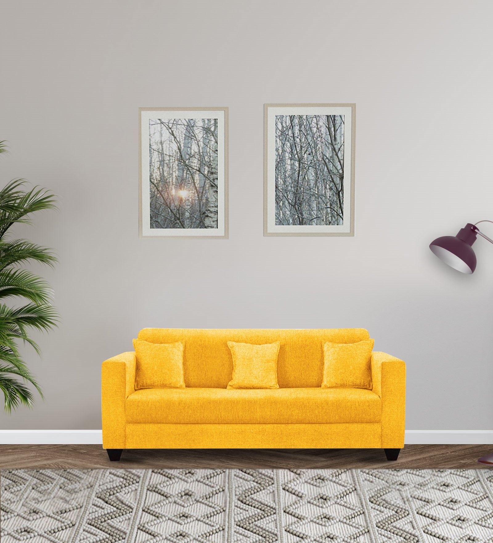 Nebula Fabric 3 Seater Sofa in Bold Yellow Colour