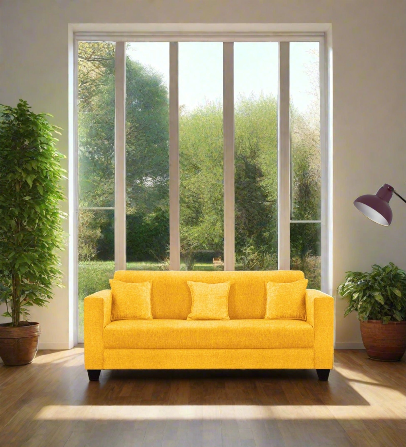 Nebula Fabric 3 Seater Sofa in Bold Yellow Colour