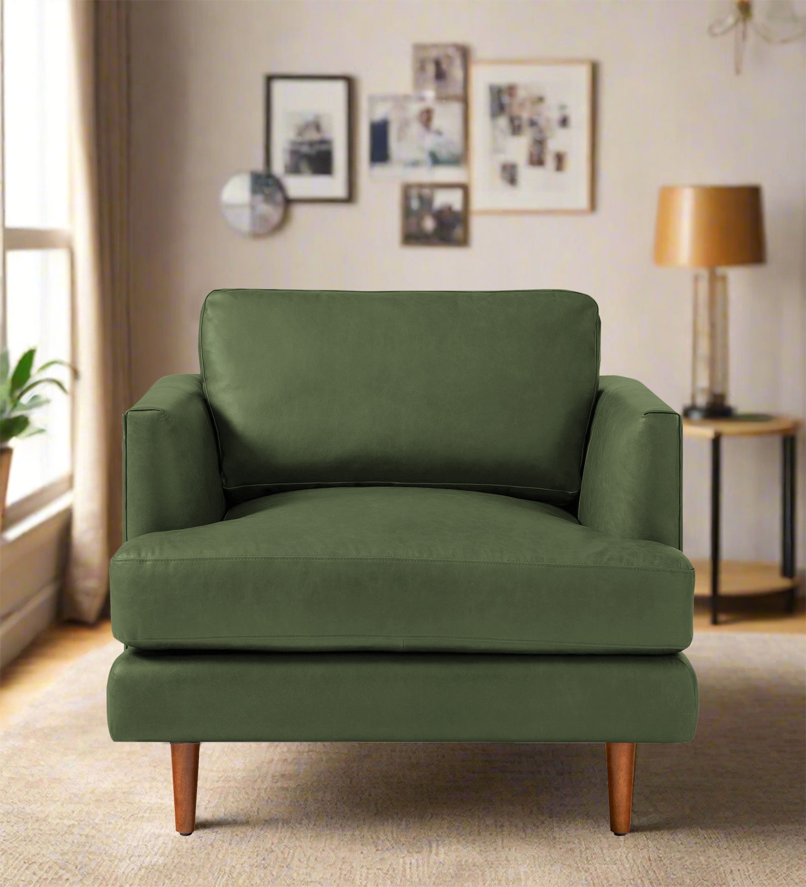 Sterio Leatherette 1 Seater Sofa In  Moss Green Colour - Febonic Living