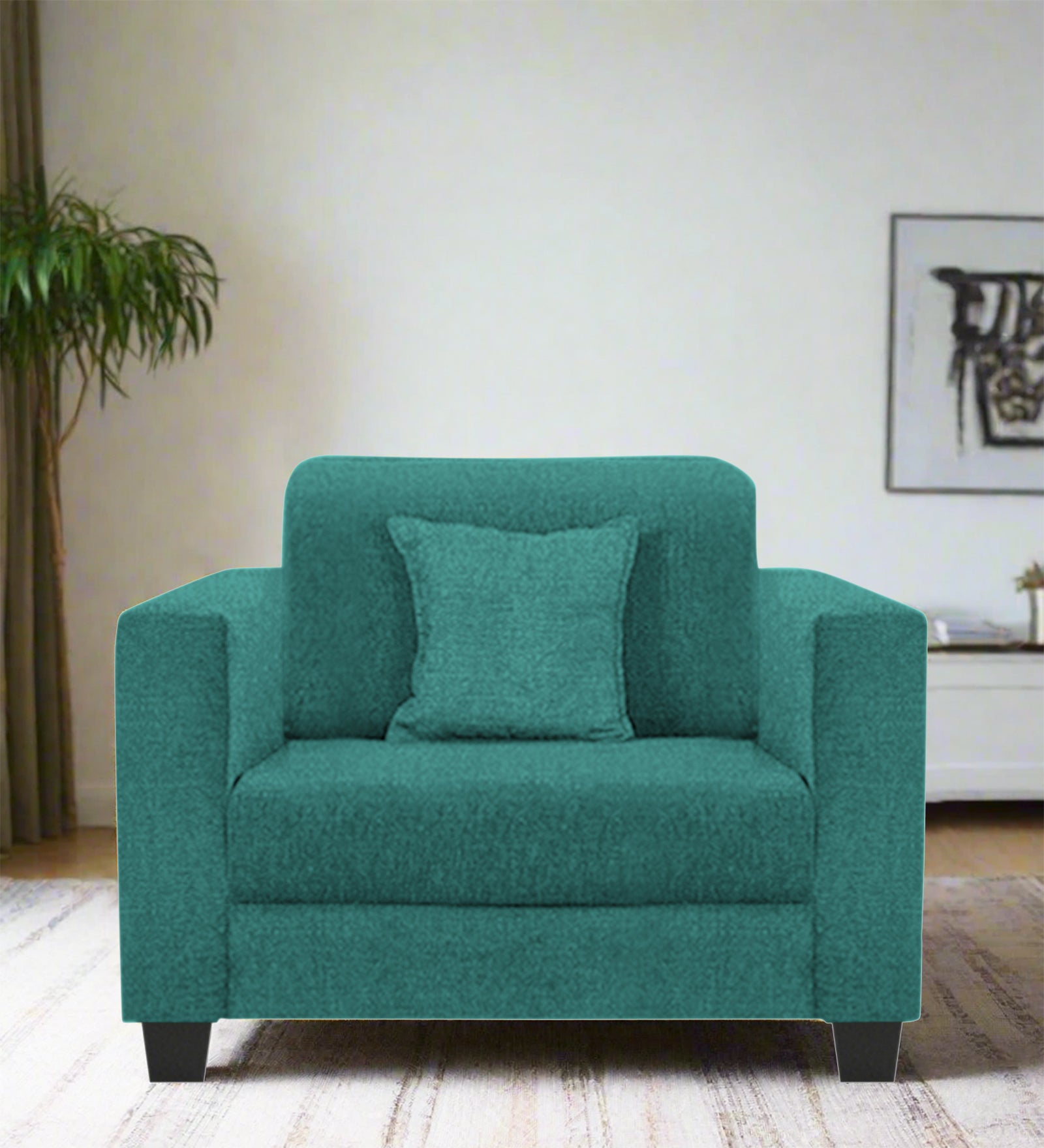 Nebula Fabric 1 Seater Sofa In Sea Green Colour - Febonic Living
