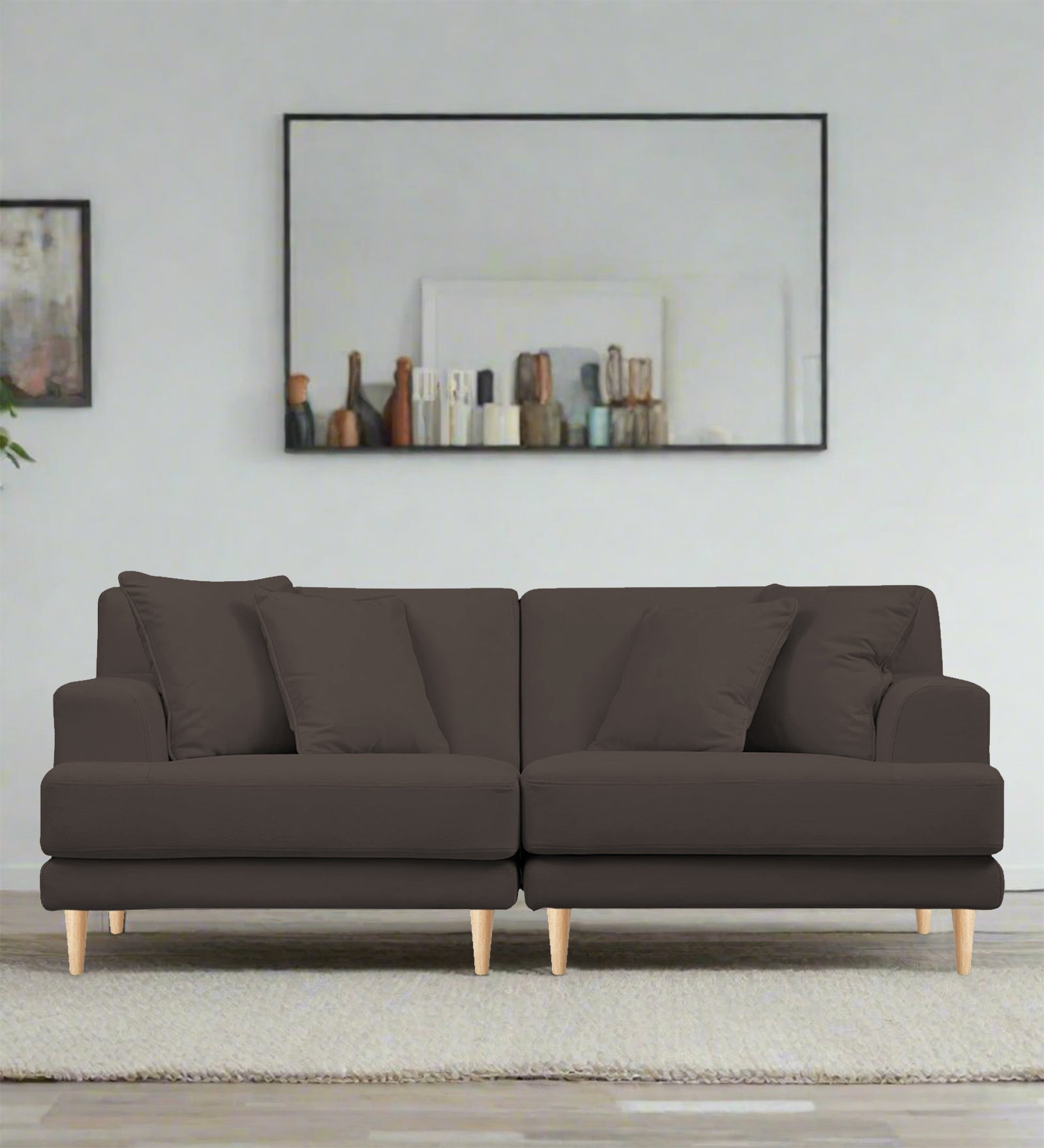 Woody Fabric 3 Seater Sofa in Lito Brown Colour