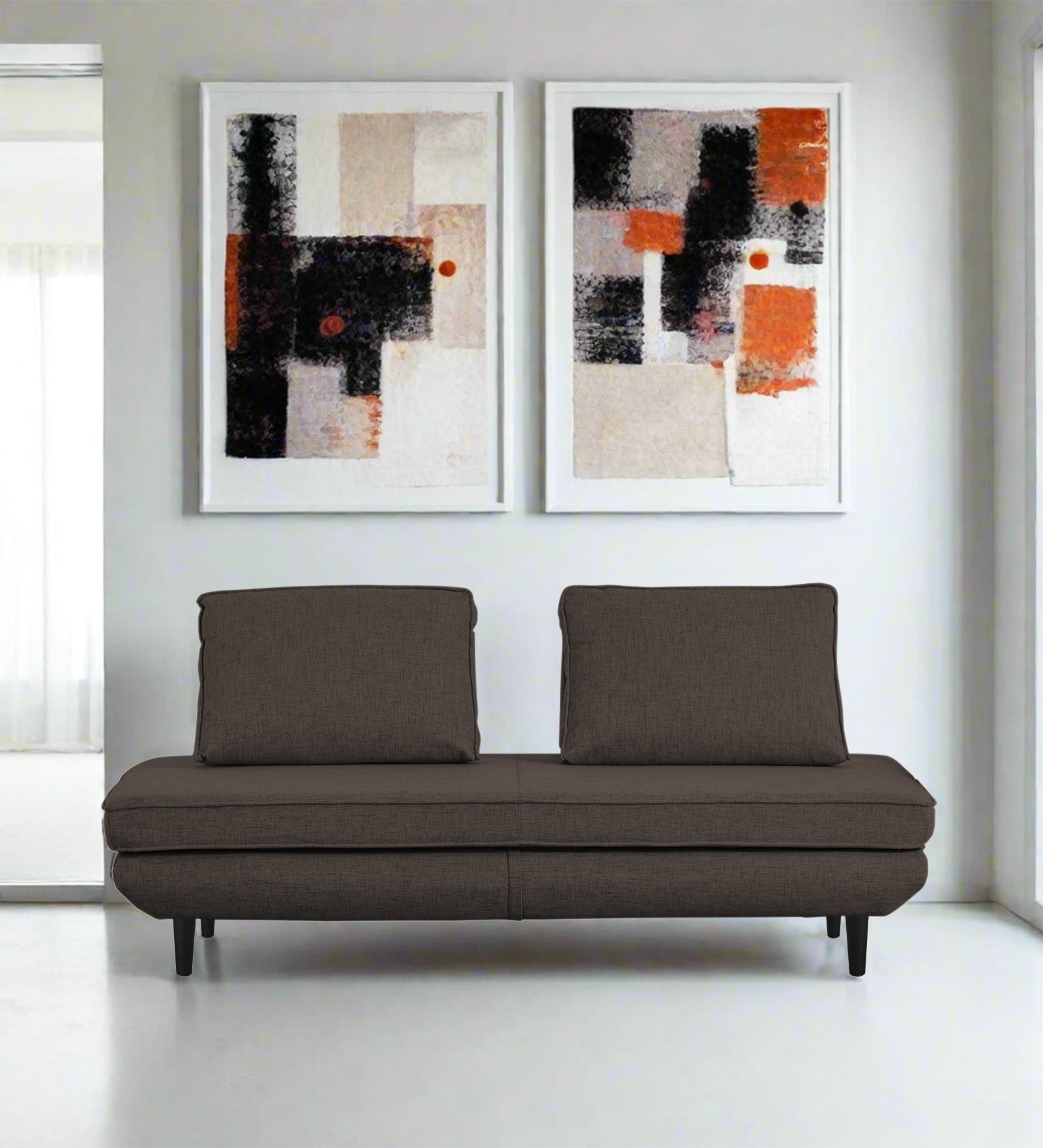 Hiver Fabric Day Bed Sofa In Caspa Brown Colour With Back Rest - Febonic Living