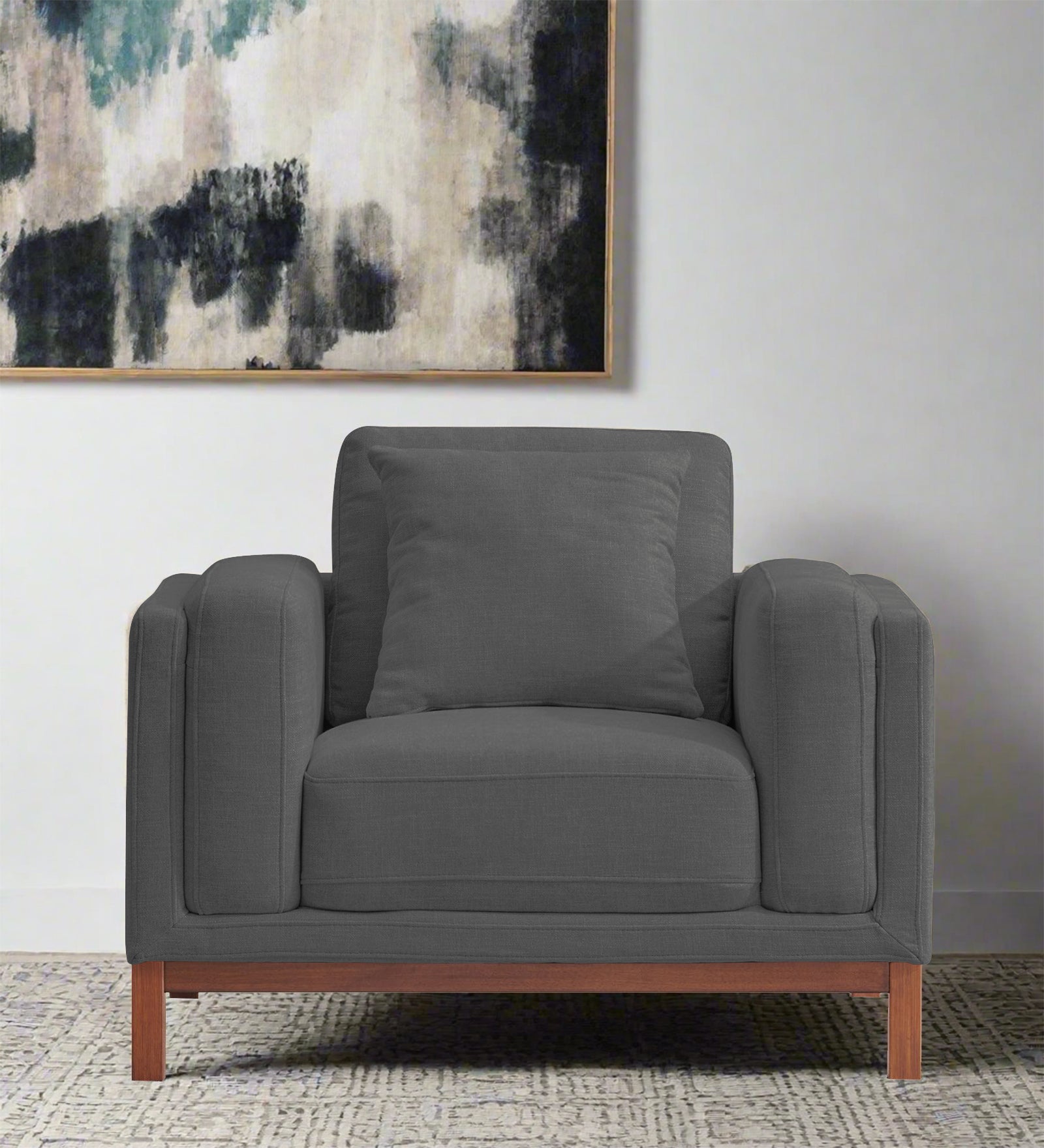 Borry Fabric 1 Seater Sofa in Stone Grey Colour - Febonic Living