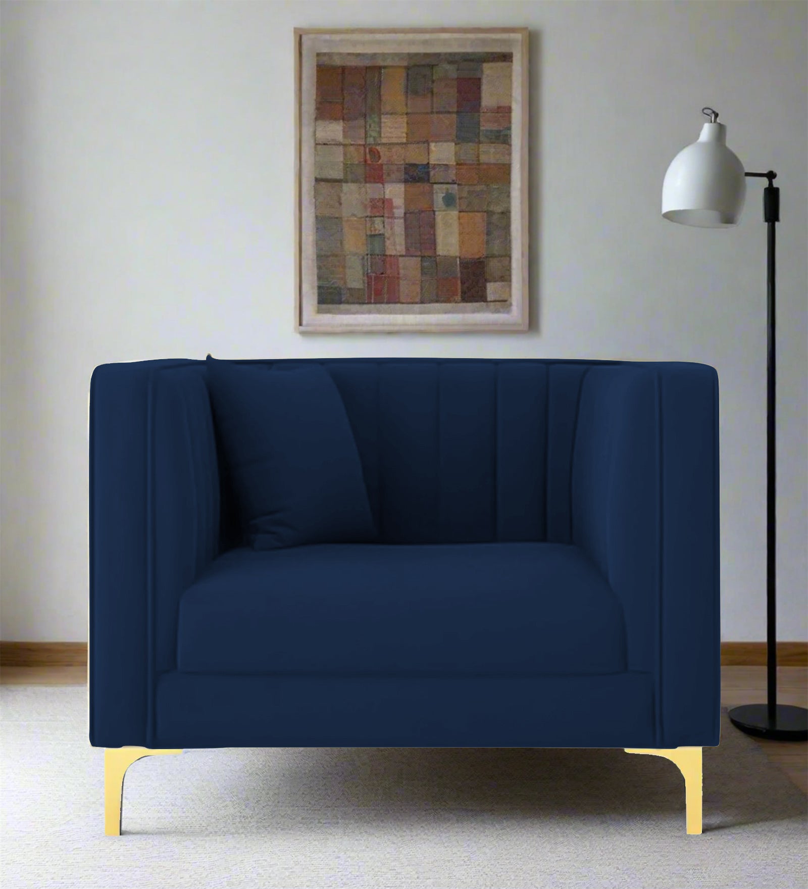 Saban Velvet 1 Seater Sofa in imperial blue Colour - Febonic Living