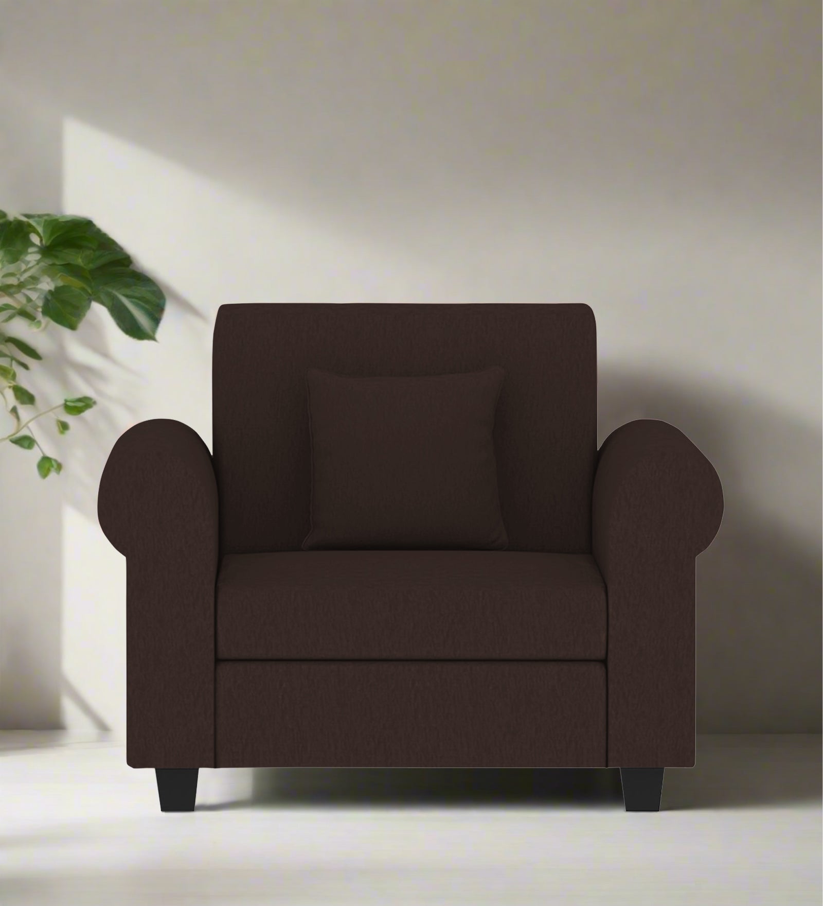 Derado Fabric 1 Seater Sofa in Coffee Brown Colour