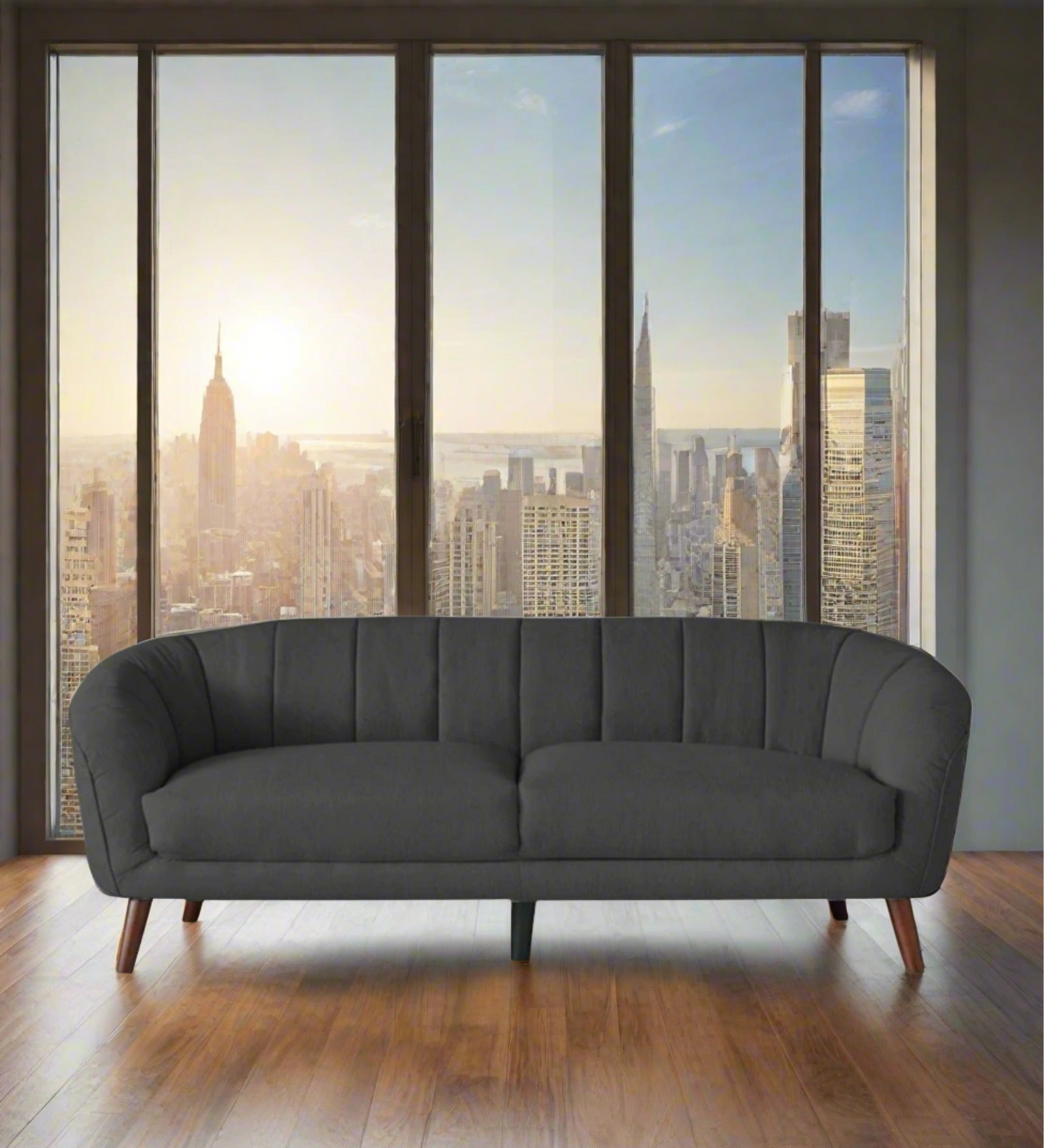 Benjamin Fabric 3 Seater Sofa in Charcoal Grey Colour