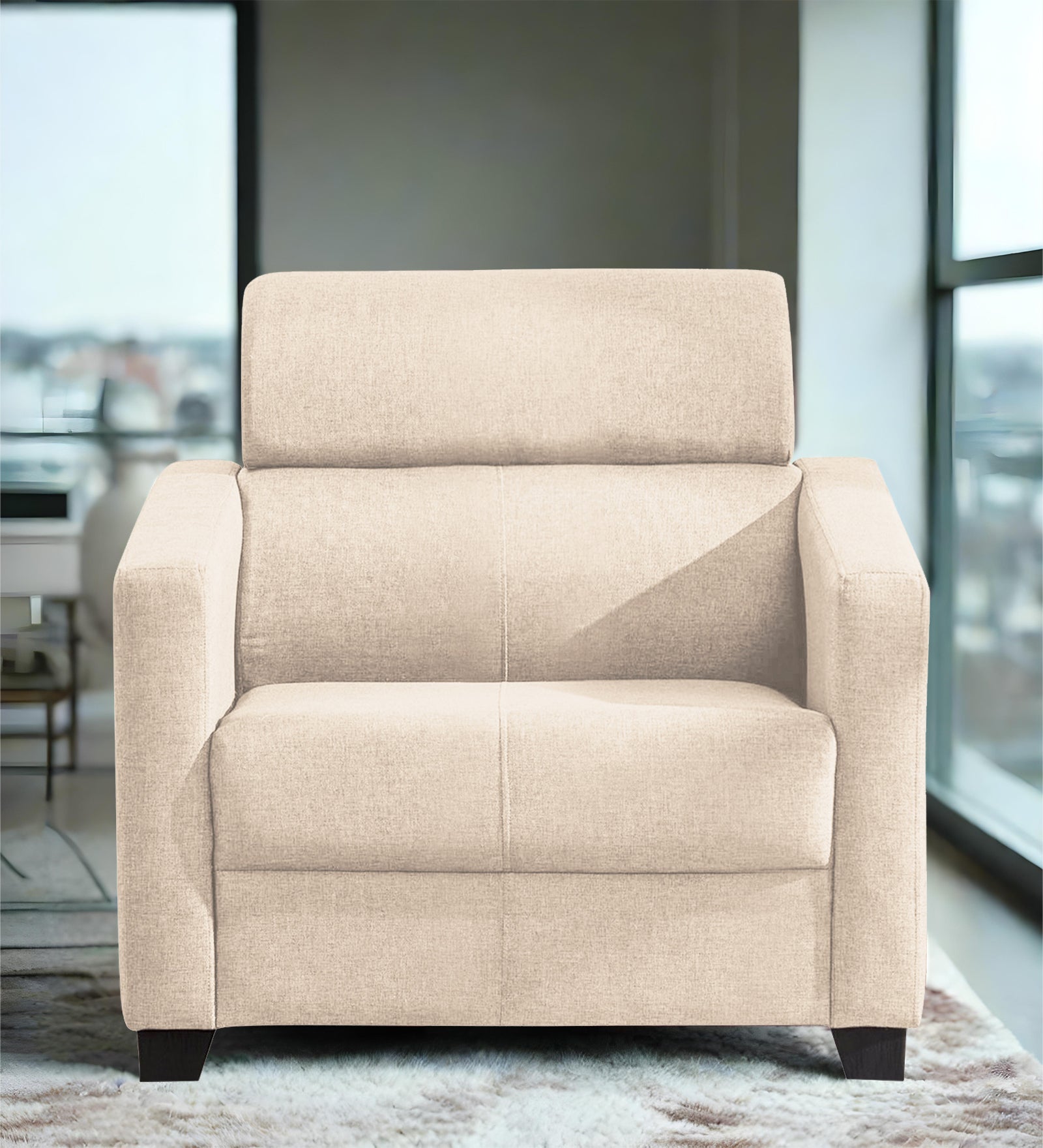 Devo Fabric 1 Seater Sofa in Woom Beige Colour