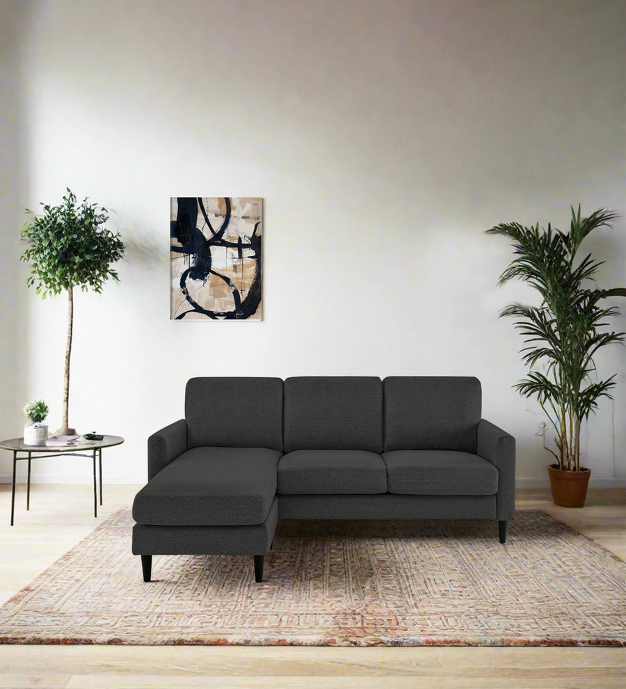 Romie  RHS  (2+Lounger) Fabric Sectional Sofa - Charcoal Grey by Febonic Living