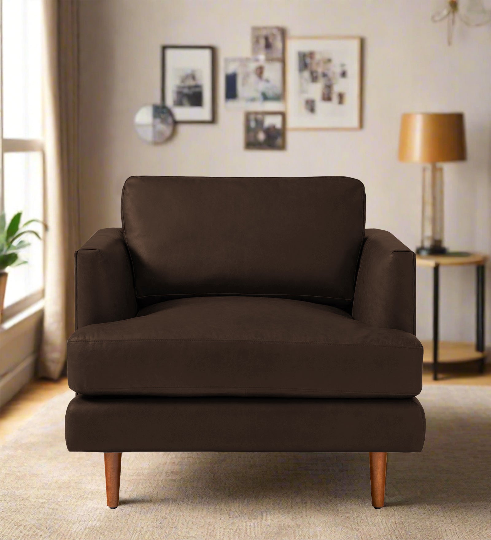 Sterio Leatherette 1 Seater Sofa In  Carob Brown Colour - Febonic Living