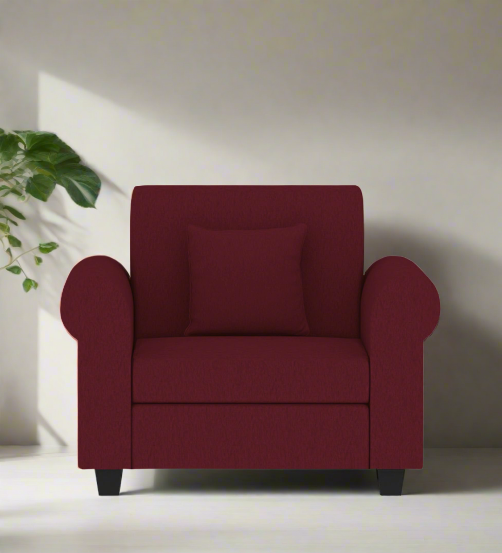 Derado Fabric 1 Seater Sofa in Blood Maroon Colour