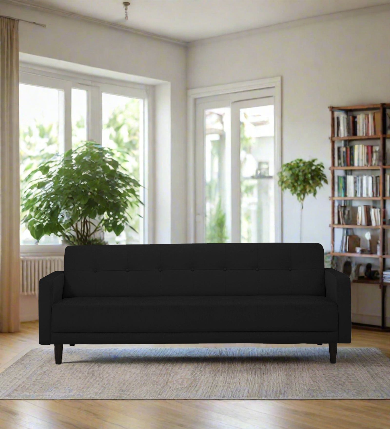Noha Fabric 3 Seater Sofa In Zed Black Colour