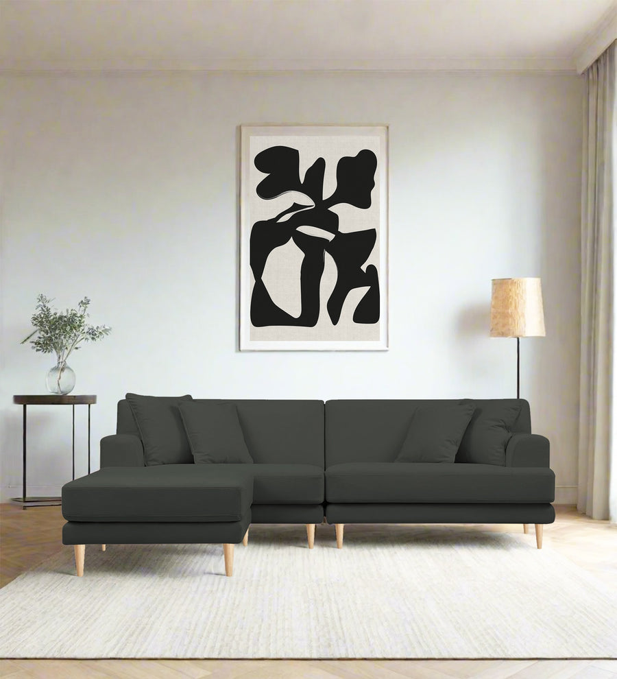 Woody  RHS  (3+Lounger) Fabric Sectional Sofa - I-Land Green by Febonic Living
