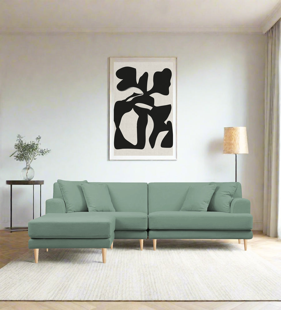 Woody  RHS  (3+Lounger) Fabric Sectional Sofa - Mist Blue by Febonic Living