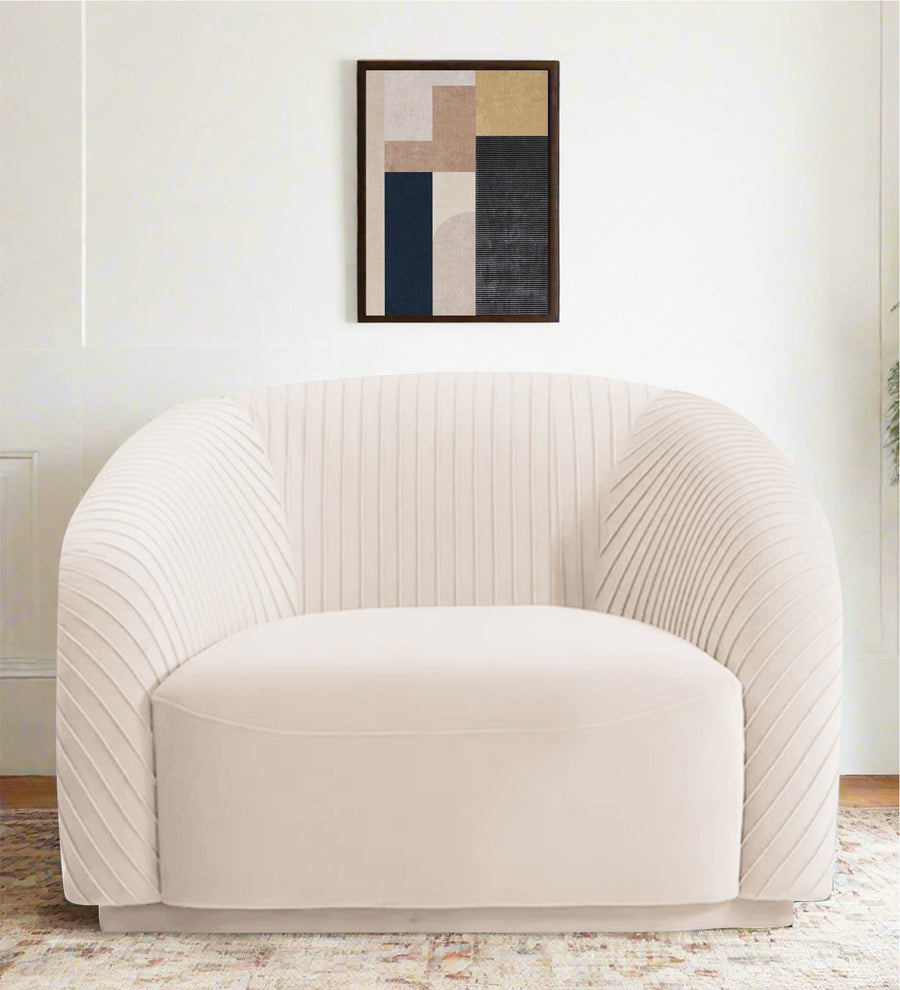 Yara  1 Seater Velvet Fabric Sofa - Camel Beige by Febonic Living