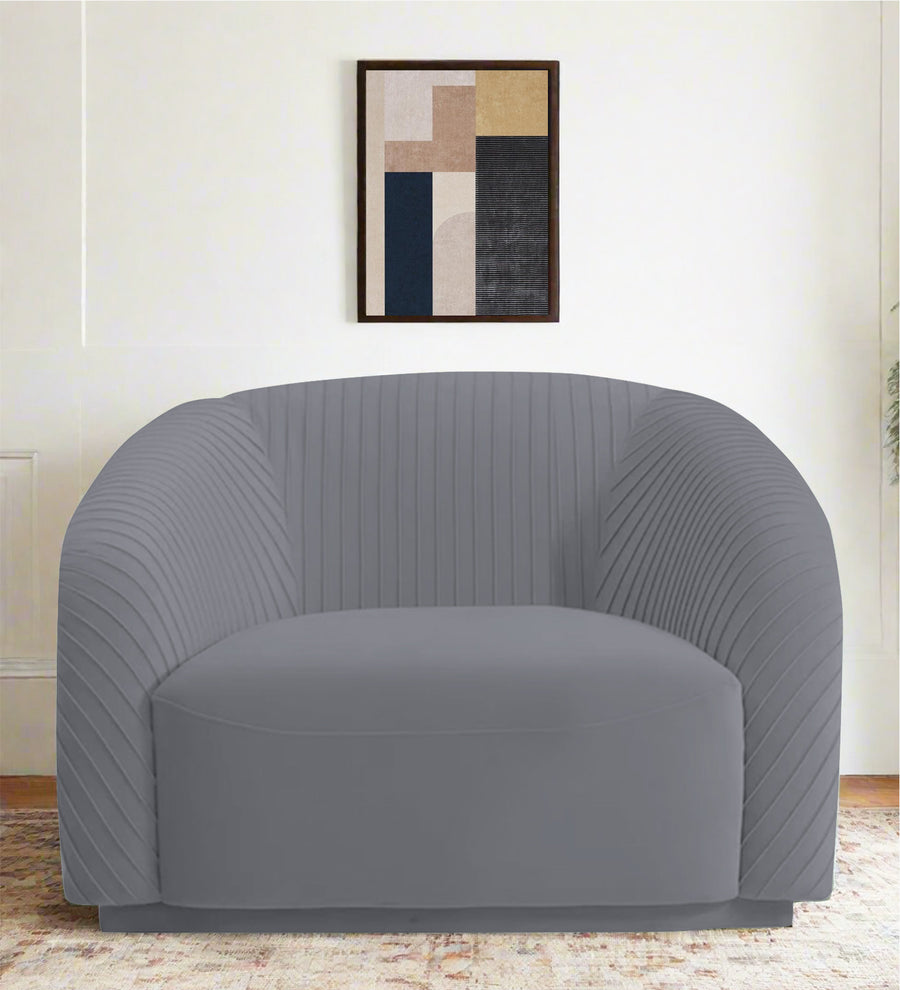 Yara  1 Seater Velvet Fabric Sofa - Pubble Grey by Febonic Living