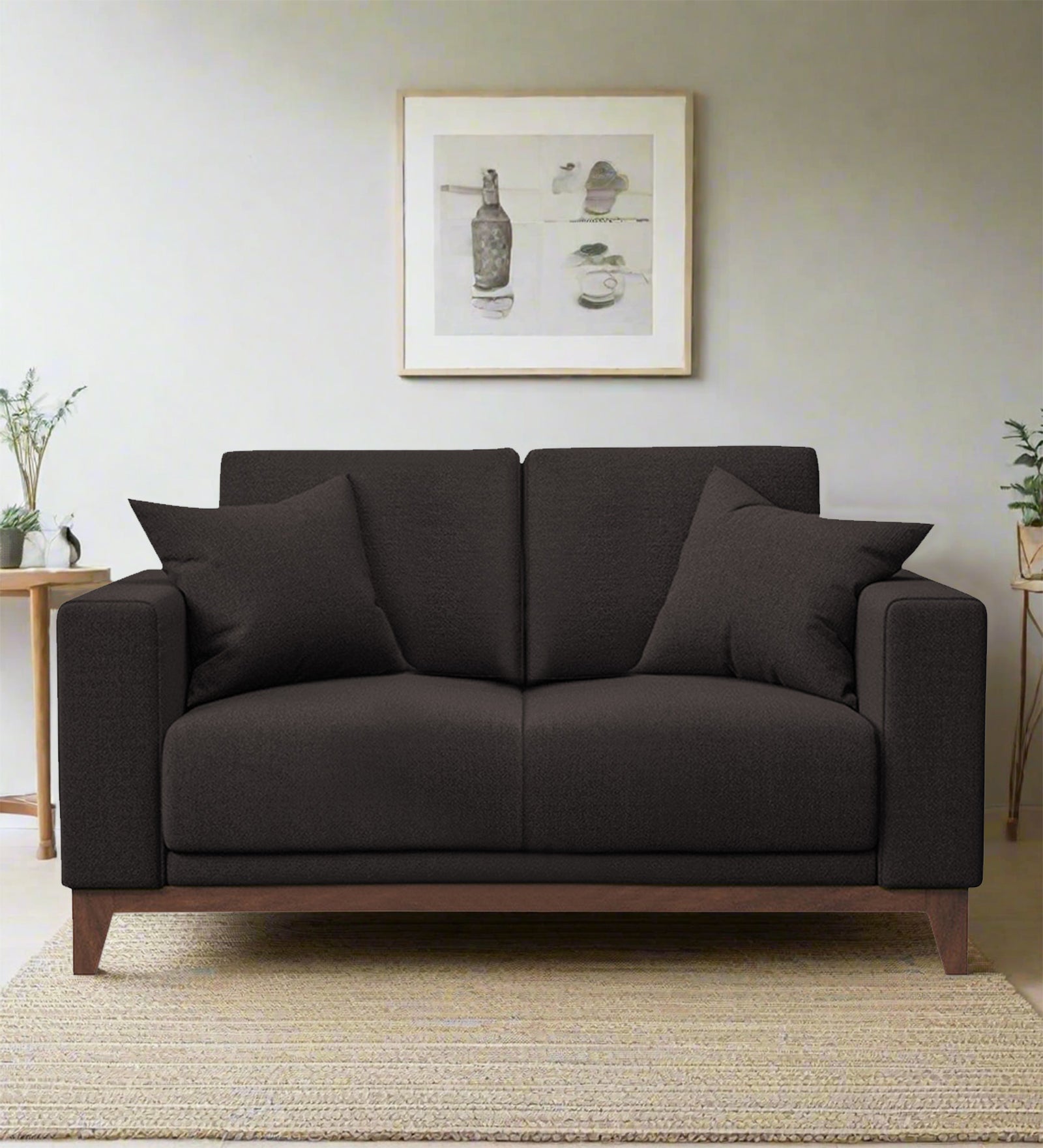 Luca Fabric 2 Seater Sofa in Pebble Brown Colour