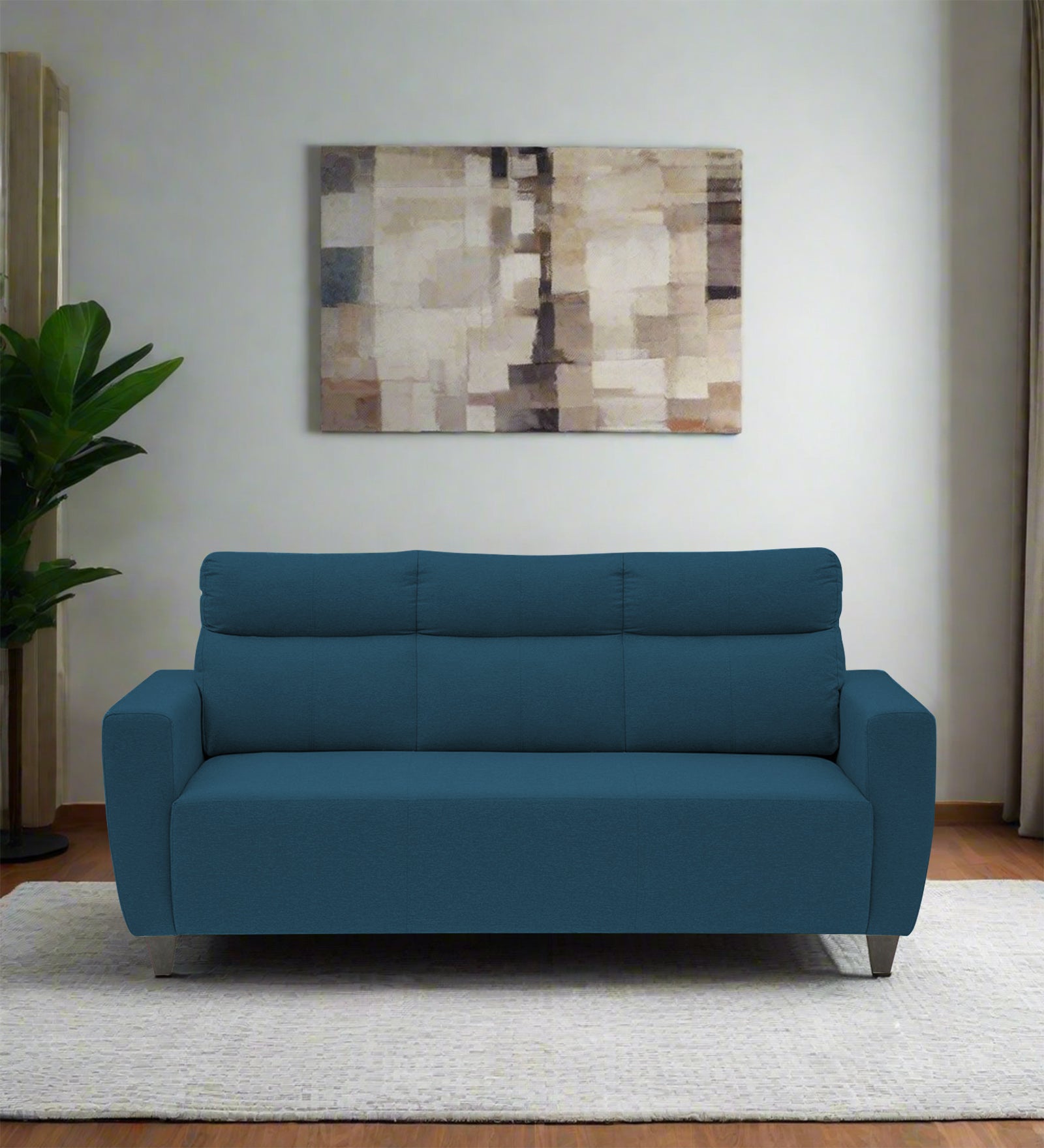 Honor Fabric 3 Seater Sofa In Eclipse Blue Colour - Febonic Living