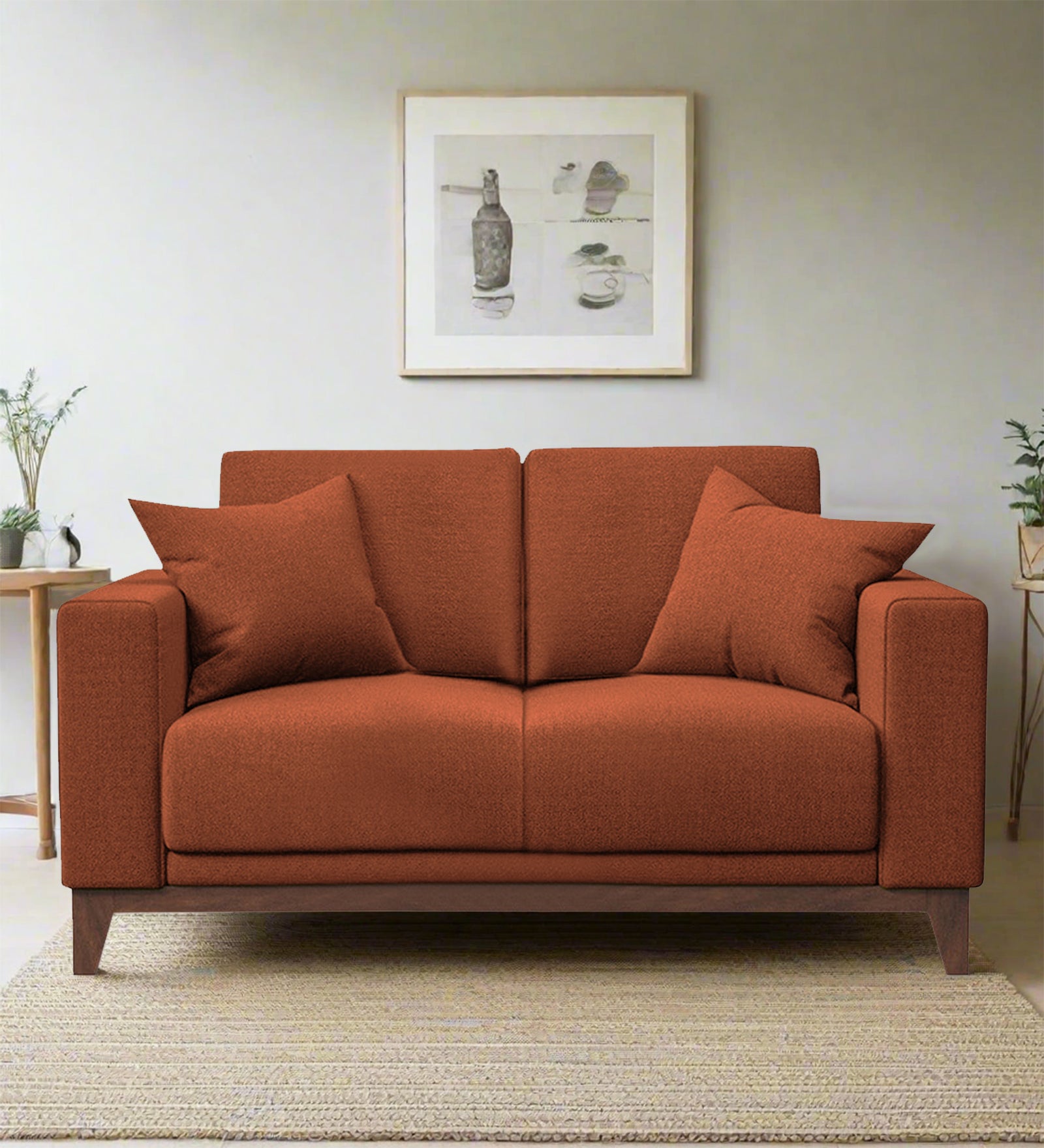 Luca Fabric 2 Seater Sofa in Royal Orange Colour