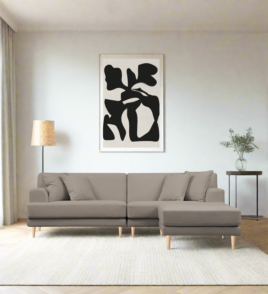 Woody  LHS  (3+Lounger) Fabric Sectional Sofa - Oat Beige by Febonic Living