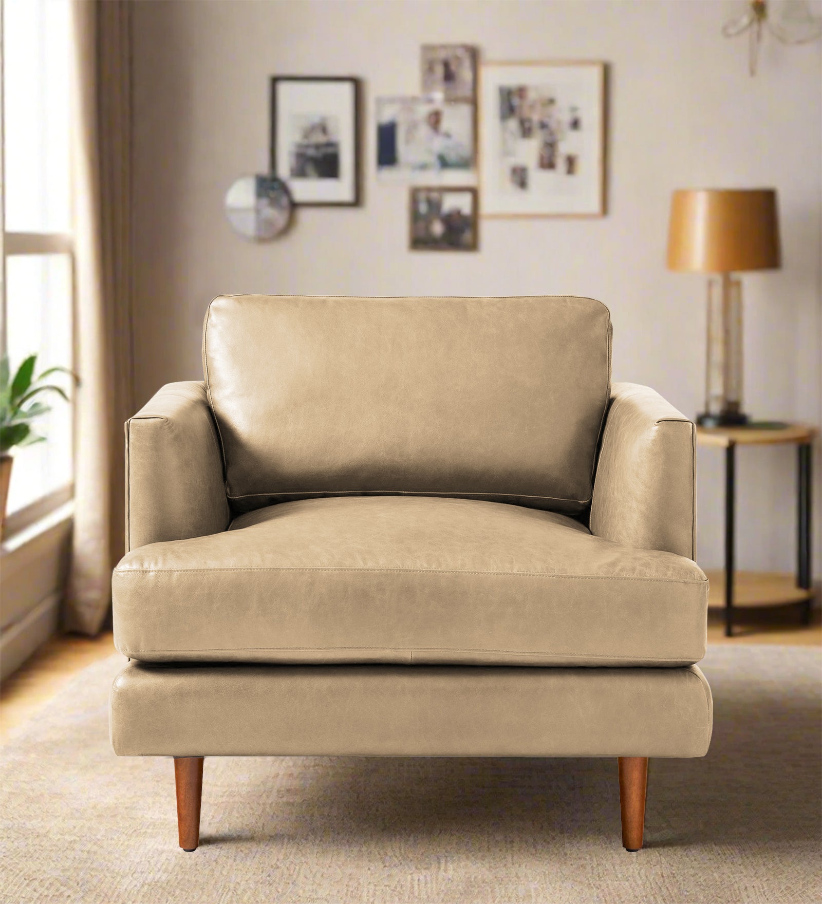 Sterio Leatherette 1 Seater Sofa In  Corn Beige Colour - Febonic Living