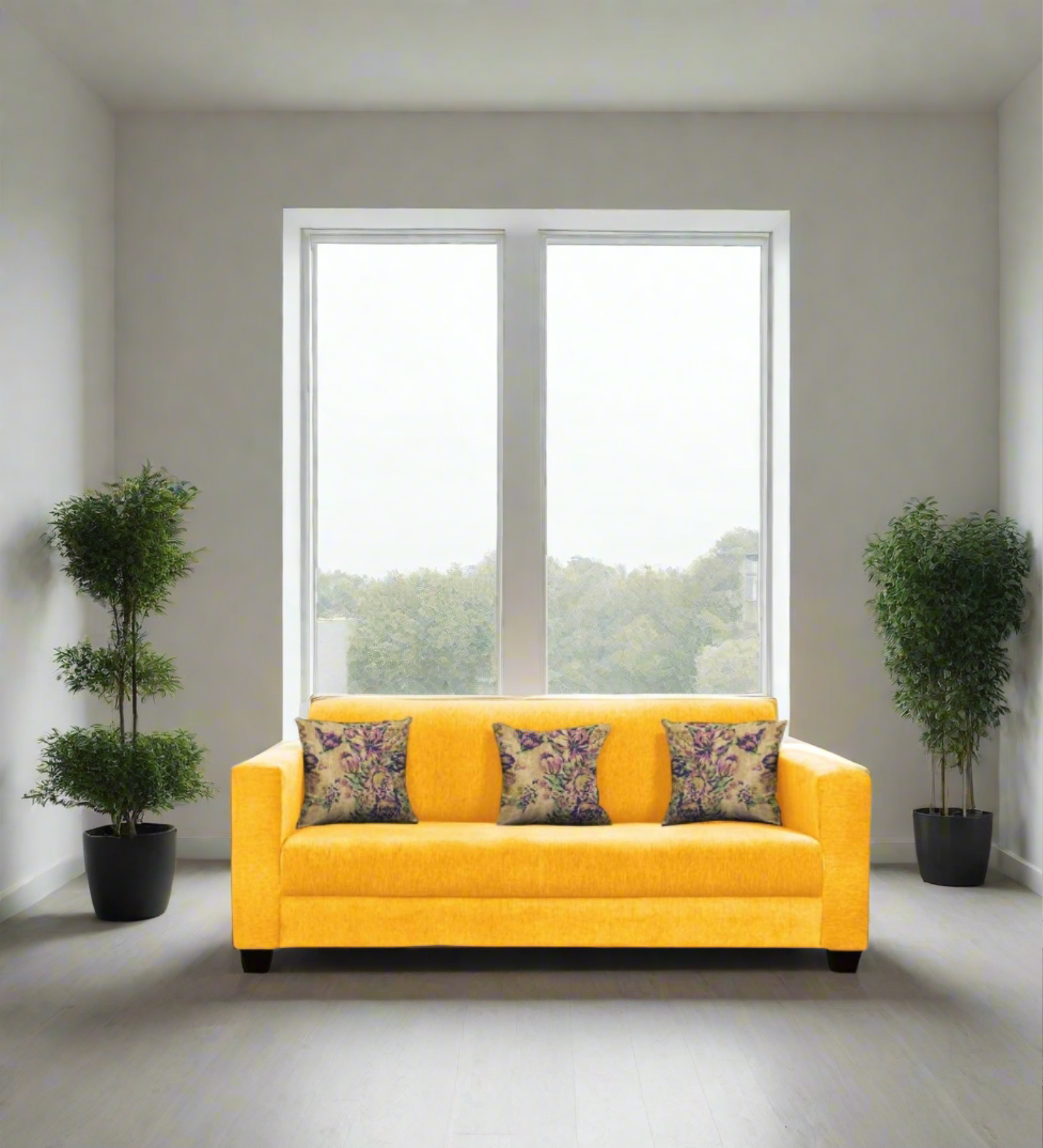Lipu Fabric 3 Seater Sofa in Bold Yellow Colour