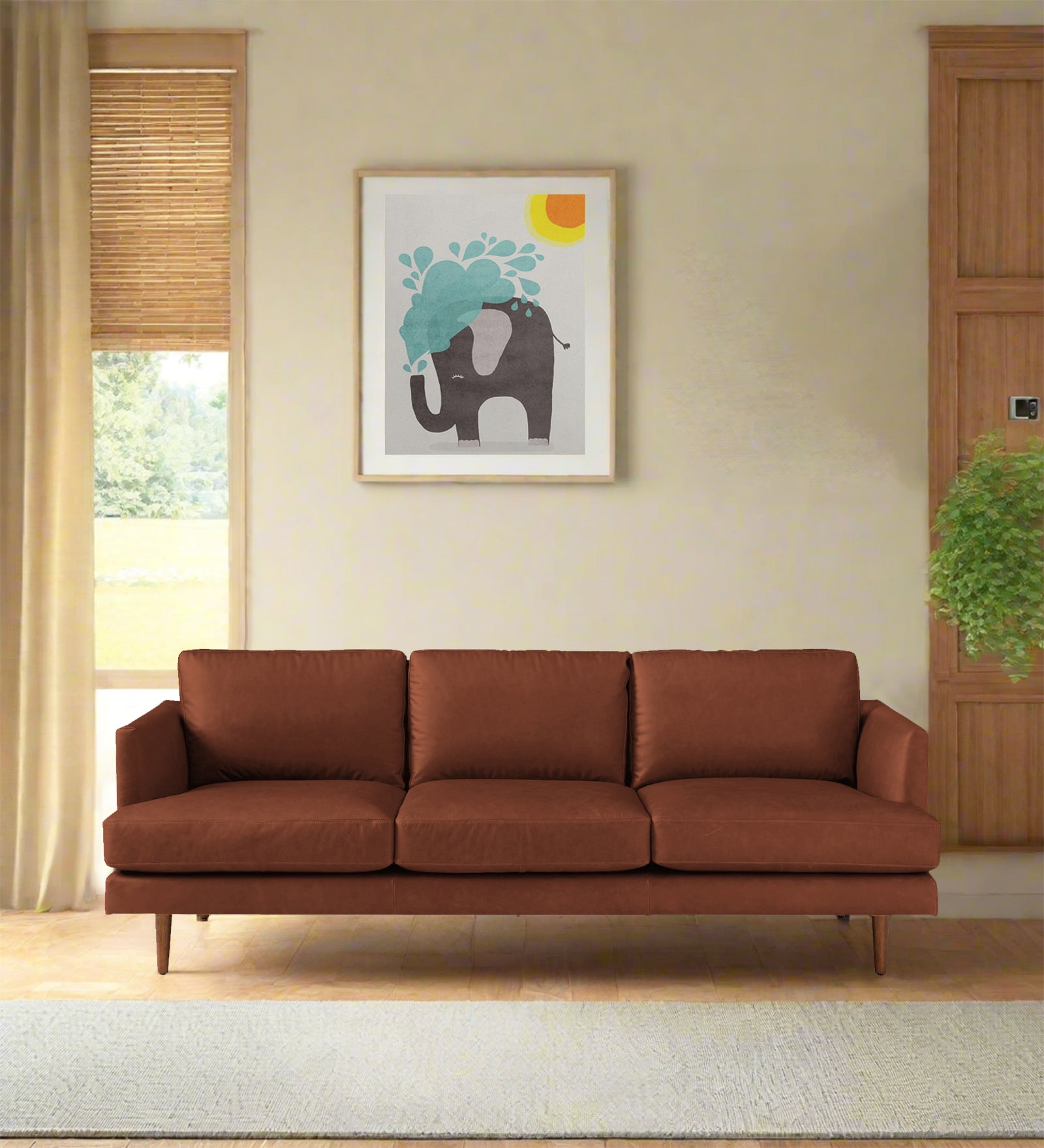 Sterio Leatherette 3 Seater Sofa in Sandle Brown Colour