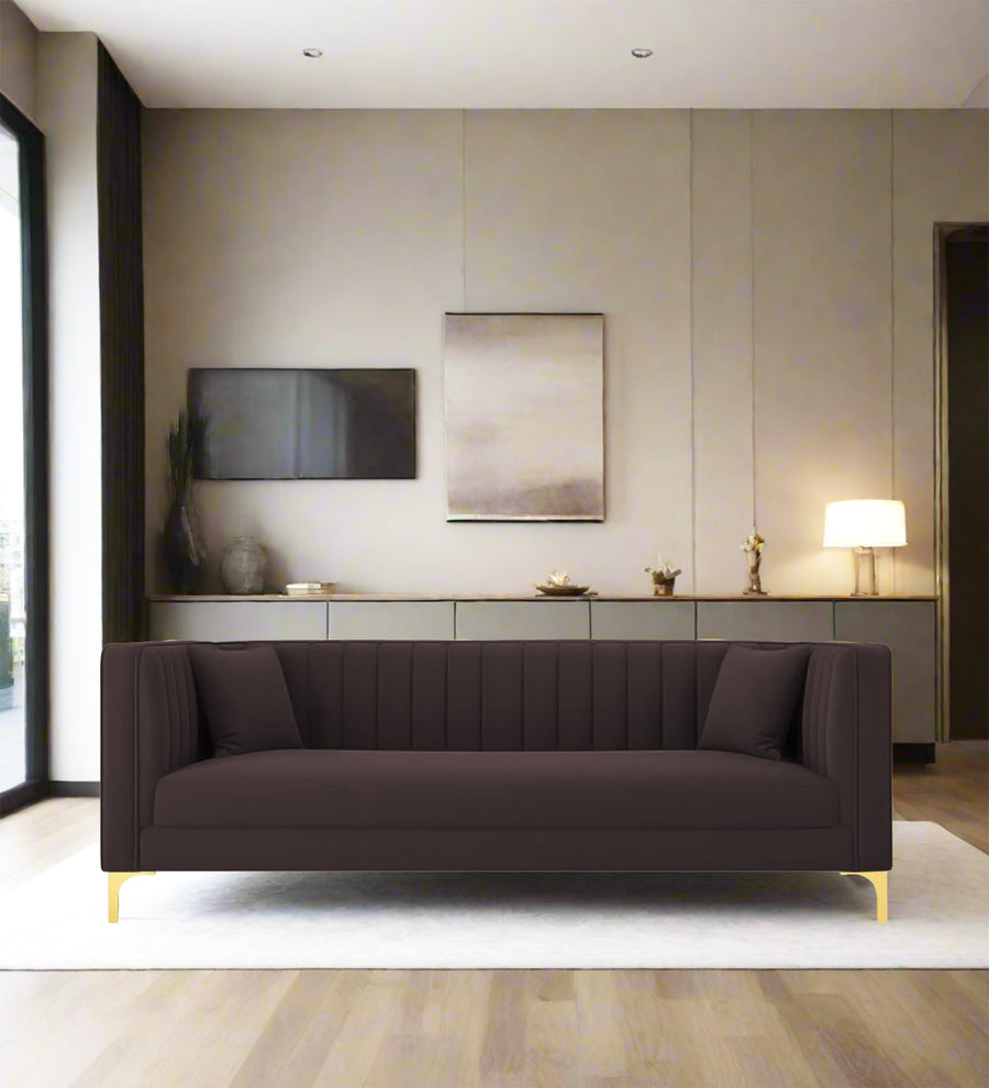 Saban 3 Seater Velvet Sofa - Mocha Brown by Febonic Living