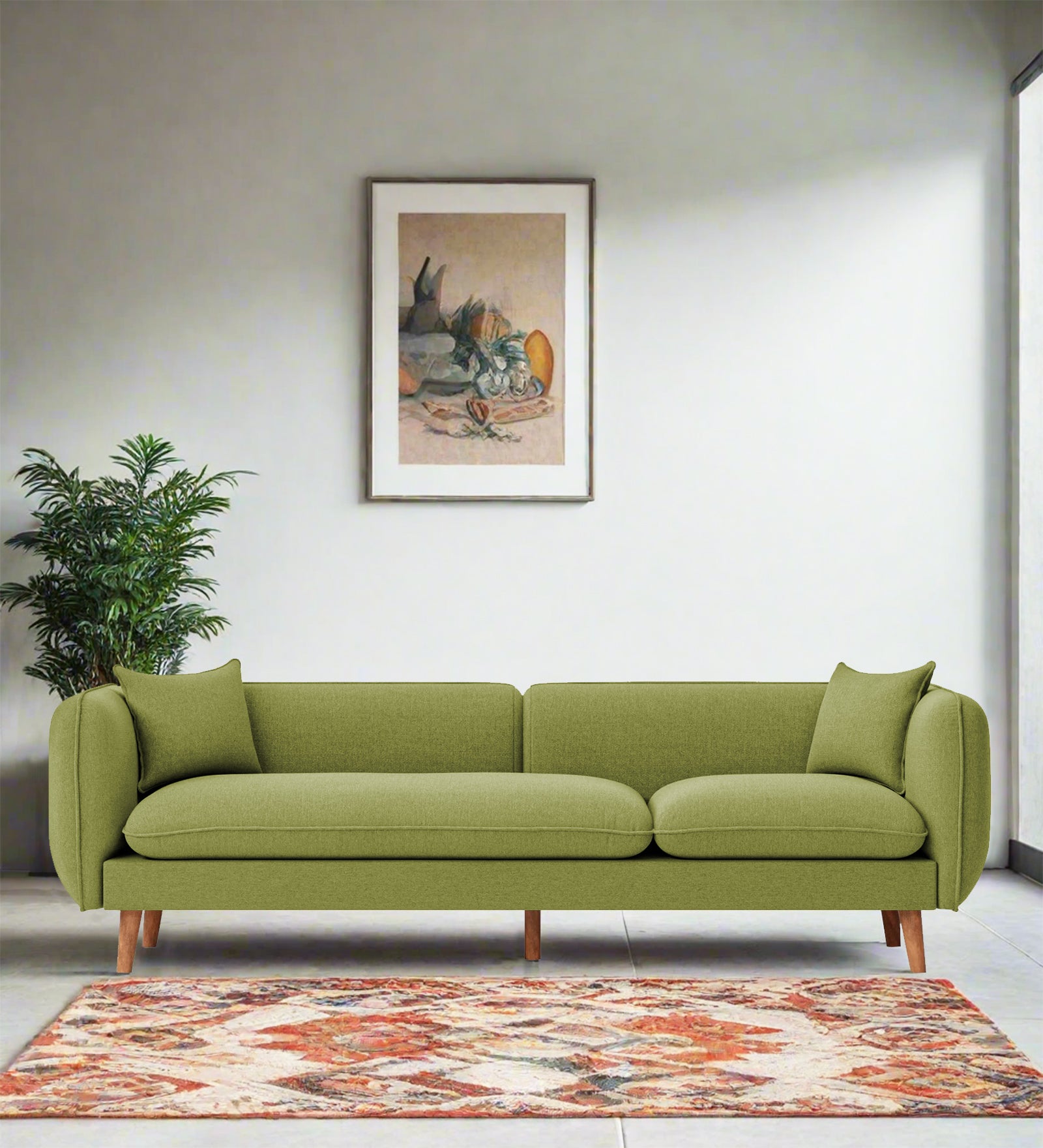 Reva Fabric 3 Seater Sofa In Lime Green Colour