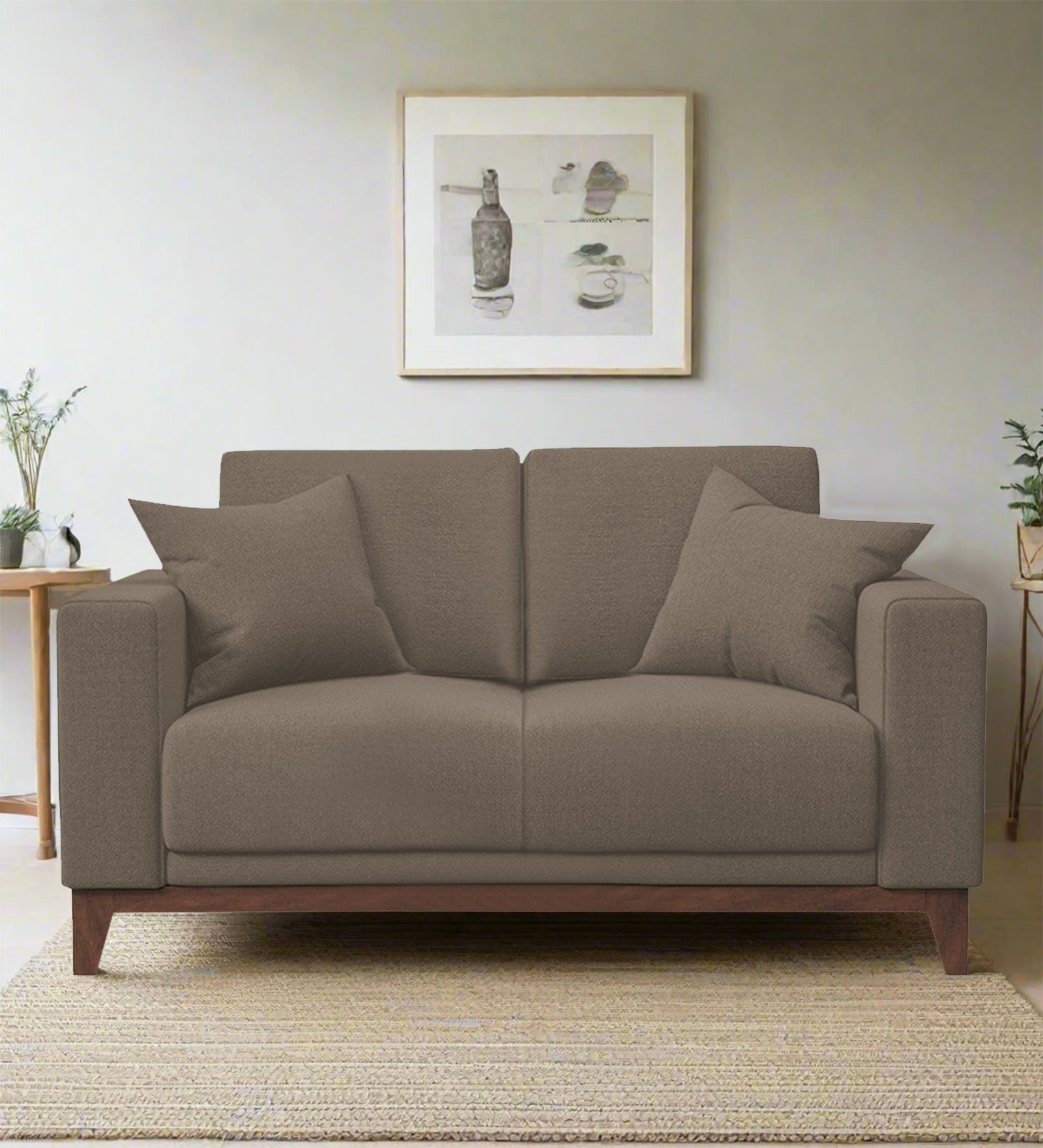 Luca Fabric 2 Seater Sofa in Hazel Beige Colour